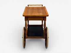 Swedish Modern Rolling Bar Cart Wood Brass Sweden 1970s - 4453151