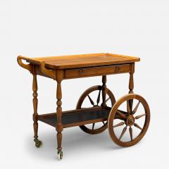 Swedish Modern Rolling Bar Cart Wood Brass Sweden 1970s - 4454502