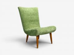 Swedish Modern Scoop Lounge Chair Green Fabric Beech Sweden 1940s - 4583420