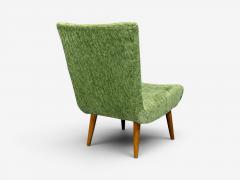 Swedish Modern Scoop Lounge Chair Green Fabric Beech Sweden 1940s - 4583423