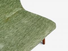 Swedish Modern Scoop Lounge Chair Green Fabric Beech Sweden 1940s - 4583425