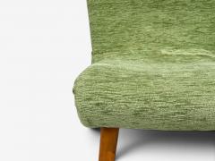 Swedish Modern Scoop Lounge Chair Green Fabric Beech Sweden 1940s - 4583426