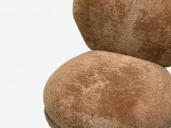 Swedish Modern Slipper Chair Brown Sheepskin Birch Sweden 1950s - 4448297