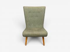 Swedish Modern Slipper Chair Green Fabric Beech Sweden 1940s - 4584167