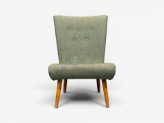 Swedish Modern Slipper Chair Green Fabric Beech Sweden 1940s - 4584168