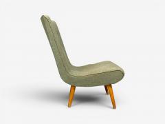 Swedish Modern Slipper Chair Green Fabric Beech Sweden 1940s - 4584170