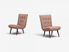 Swedish Modern Slipper Chairs Birch Fabric Sweden 1940s - 4779134