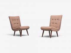 Swedish Modern Slipper Chairs Birch Fabric Sweden 1940s - 4779135