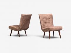 Swedish Modern Slipper Chairs Birch Fabric Sweden 1940s - 4779136