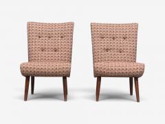 Swedish Modern Slipper Chairs Birch Fabric Sweden 1940s - 4779137