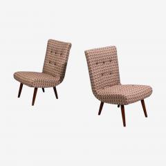 Swedish Modern Slipper Chairs Birch Fabric Sweden 1940s - 4779188