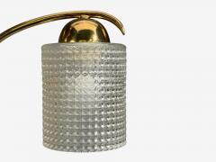 Swedish Modern Small Pendant Light Brass Teak Textured Glass Sweden 1950s - 4697092