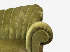 Swedish Modern Sofa Green Velvet Elm Sweden 1940s - 4451372