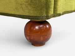 Swedish Modern Sofa Green Velvet Elm Sweden 1940s - 4451373