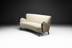 Swedish Modern Sofa with Stained Oak Frame and in White Upholstery Sweden 1940s - 4142622