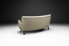 Swedish Modern Sofa with Stained Oak Frame and in White Upholstery Sweden 1940s - 4142625
