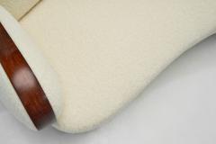 Swedish Modern Sofa with Stained Oak Frame and in White Upholstery Sweden 1940s - 4142629