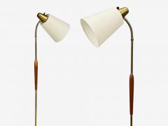 Swedish Modern Standing Lamps Teak Brass Sweden 1940s - 4591147