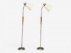 Swedish Modern Standing Lamps Teak Brass Sweden 1940s - 4591148
