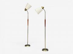 Swedish Modern Standing Lamps Teak Brass Sweden 1940s - 4591151