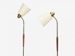 Swedish Modern Standing Lamps Teak Brass Sweden 1940s - 4591152