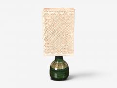 Swedish Modern Table Lamp Green Glazed Stoneware Crochet Shade Sweden 1976 - 4791111