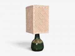 Swedish Modern Table Lamp Green Glazed Stoneware Crochet Shade Sweden 1976 - 4791112