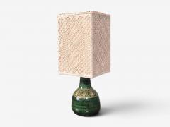 Swedish Modern Table Lamp Green Glazed Stoneware Crochet Shade Sweden 1976 - 4791113