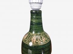 Swedish Modern Table Lamp Green Glazed Stoneware Crochet Shade Sweden 1976 - 4791115