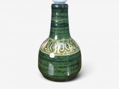 Swedish Modern Table Lamp Green Glazed Stoneware Crochet Shade Sweden 1976 - 4791116