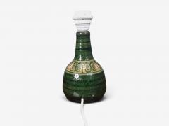 Swedish Modern Table Lamp Green Glazed Stoneware Crochet Shade Sweden 1976 - 4791118