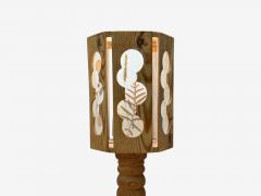 Swedish Modern Table Lamp Pine Fabric Sweden 1940s - 4474058