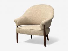 Swedish Modern Teak Beige Wool Floating Lounge Chair Sweden 1960s - 4410116