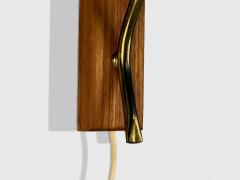Swedish Modern Teak Brass Glass Wall Lights Sweden 1960s - 4264044