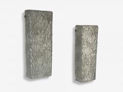 Swedish Modern Textured Glass Nickel Wall Lights Sweden 1970s - 4313042