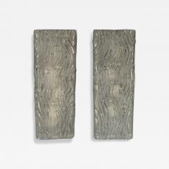 Swedish Modern Textured Glass Nickel Wall Lights Sweden 1970s - 4319296