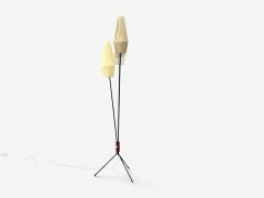 Swedish Modern Three Light Floor Lamp Metal Beige Shades Sweden 1950s - 4811403