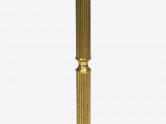Swedish Modern Three Light Floor Lamp Reeded Brass Fabric Sweden 1970s - 4591799
