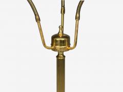 Swedish Modern Three Light Floor Lamp Reeded Brass Fabric Sweden 1970s - 4591800