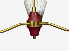 Swedish Modern Three Light Pendant Light Brass Wood Glass Sweden 1950s - 4804315