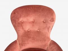 Swedish Modern Traditional Slipper Chairs Pink Velvet Wood Sweden 1950s - 4651992