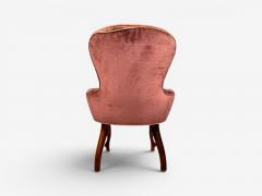 Swedish Modern Traditional Slipper Chairs Pink Velvet Wood Sweden 1950s - 4651998