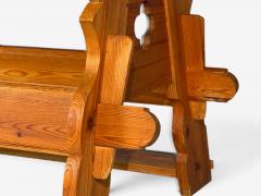 Swedish Modern Trestle Dining Table Carved Pine Sweden 1950s - 4795304
