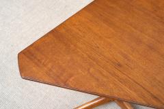 Swedish Modern Triangular Teak Side Table with Three Legged Base 1950s - 4547461