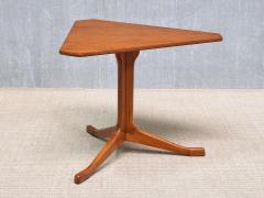 Swedish Modern Triangular Teak Side Table with Three Legged Base 1950s - 4547469