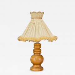 Swedish Modern Turned Birch Silk Table Lamp Sweden 1960s - 4256377