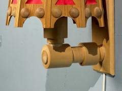 Swedish Modern Wall Lights Pine Red Textile Sweden 1970s - 4489482