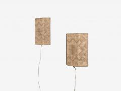Swedish Modern Wall Sconces Beige and White Crocheted Fabric Sweden 1970s - 4784551