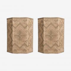 Swedish Modern Wall Sconces Beige and White Crocheted Fabric Sweden 1970s - 4789852