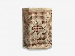 Swedish Modern Wall Sconces Pink and White Crocheted Fabric Sweden 1970s - 4545497